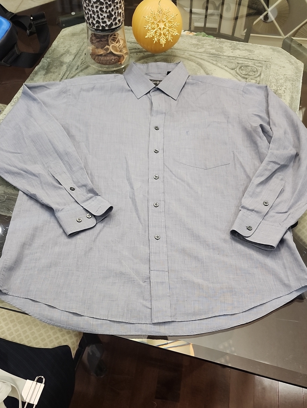 Yves Saint Laurent Mens Dress Shirt Blue XL 17 Neck